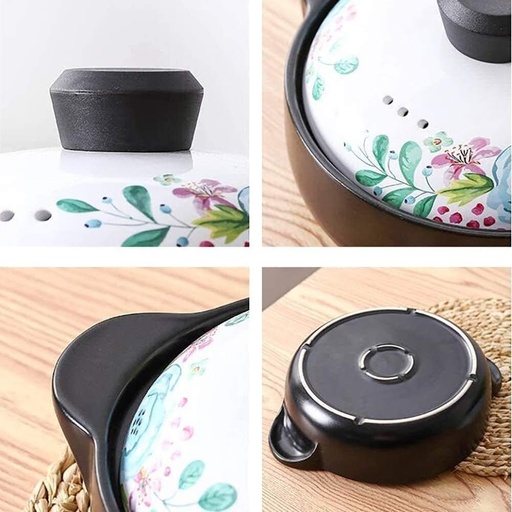 [BRSRAGA2CR6QIHY3] Refractory Ceramic Classic Casserole With Lid, Slow Cooker Ceramic Casserole, Double Handle Stew Pot Crock Pot, Heat Resistant Non-Stick Braising Pot Hot Pot,Home Kitchen Ceramic Casserole (Black 4L)