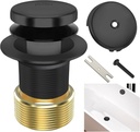 Bathtub Drain Tip Toe One-Hole Tub Conversion Kit Assembly, Replacement Faucet Tub Drain Kit with Overflow Faceplate and Universal Fine/Coarse Thread and Adapter Set,Matte Black