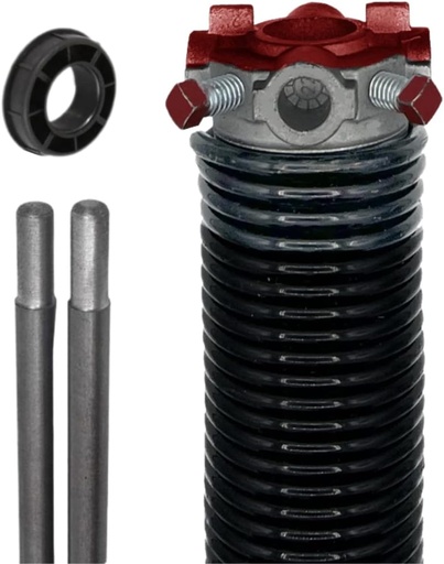 [BRSW2CQHPIPWK2DV] Garage Door Torsion Spring (0.295" Wire x 2" D x 49" L) with 1" Nylon Bushing + Winding Bars | Right Hand Wound Replacement (Left Side)