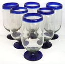 Cobalt Blue Rim 17 oz Tall Water Goblets (set of 6), Recycled Glass, Lead-free, Toxin-Free (17oz Tall Water Goblet)