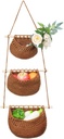 Boho 3-Tier Cotton Rope Wall Organizer, Hanging Fruit Basket for Kitchen, Living Room, Bedroom