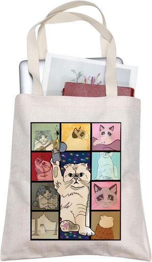 [BRSROEINOVYQOETX] TOBGBE Singer Music Aesthetic Travel Canvas Bag Album Cover Inspired Singer Gift Merchandise for Music Lover Fans (Cat Lighter)