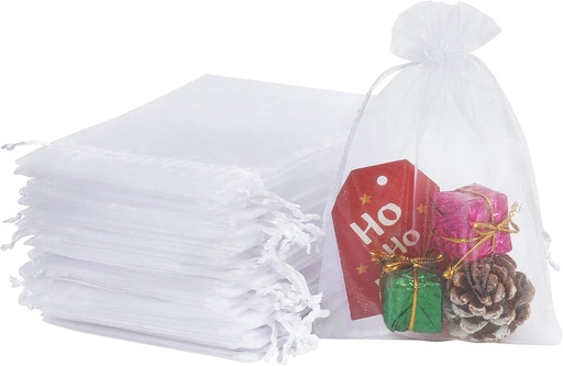 [BRSWGYIDO4NQOYDO] HRX Package 100pcs White Organza Bags, 4x6 inch Mesh Bags Drawstring Gift Bags Jewelry Pouches for Candy Wedding Favors Christmas