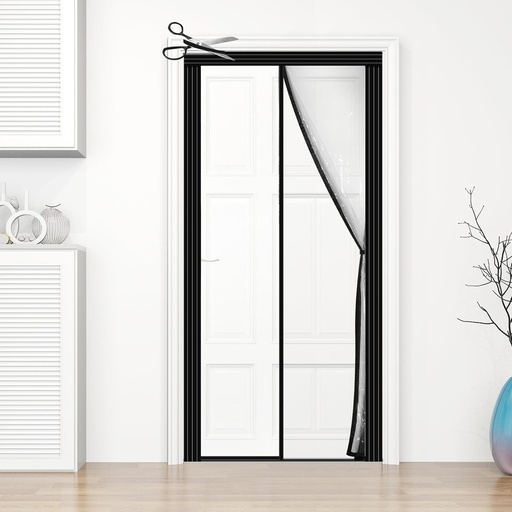 [BRSROCT4OQFGG2DK] Adjustable Transparent Insulated Door Curtain DIY Size Width 34" -39" Height 81" -84",Screen Door with Reinforced Magnets Auto Closer, to Keep Warm in Winter Cool in Summer for Air Conditioner Room