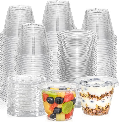 [BRSROZL5ABYAG3IZ] AOZITA [50 Sets, 9 oz Clear Plastic Cups With Flat Lids No Hole, Disposable Cups With Lids for Ice Cream, Pudding, Cake, Snacks Smoothie, Milkshake, Cold Drinks