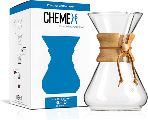 [BRSWIYQHC4CBYC32] Chemex Pour-Over Glass Coffeemaker - Classic Series - 10-Cup - Exclusive Packaging