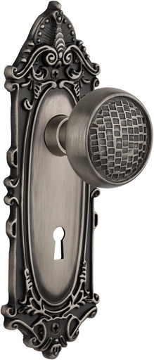 [BRSWKYYCCQIGOHDM] Nostalgic Warehouse Victorian Plate with Keyhole Craftsman Knob, Passage - 2.375", Antique Pewter