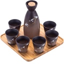 Ceramic Sake Set, JapanCherry Blossom Sake Cup Set, Barware Drinkware Home Decor Father's Gifts, with 4 Sake Cups, 1 Sake Pot Cups