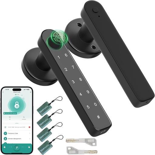 [BRSROFI6DMOREHTP] Fingerprint Door knob, Fingerprint Door Lock with Code,Keyfob Card,Bluetooth,Key,Biometric Smart Lock for Home Bedroom Apartment