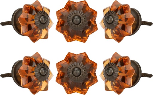 [BRSWGZQRPMHWC2Y3] Perilla Home Set of 6 Crystal Knobs for Cabinet & Drawers Decorative Vintage Glass Knobs for Home Kitchen Cabinet Hardware Cupboard Glass Door Dresser Wardrobe and Drawer Pulls (Amber)