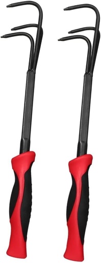 [BRSRE2YZOIHWKAYU] BESPORTBLE 2Pcs Garden Rake Set Soft Grip Handles Portable Mini Agricultural Rake for Lawn Care and Gardening Sturdy Steel Fork Tool for Soil Loosening and Weeding (Red Black)