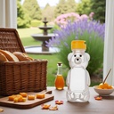 1Pc Yellow Plastic Bear Honey Bottle Jars, Empty Honey Squeeze Bottle with Flip-top Lid for Storing and Dispensing, Flap Caps Garlic Presses for Leak Proof Flip-Top Caps Food Dispensers(8Oz)