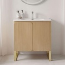 30" Bathroom Vanity Combo, Modern Bathroom Cabinet with Sink and 2 Soft-Closing Doors, Large Storage with Shelf for Small Space, Light Wood - Dalia Collection