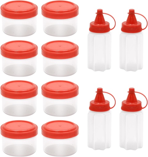 [BRSRAGQRCICW2EL3] Mini Sauce Squeeze Bottles Plastic Seasoning Box Condiment Dressing Containers Salad Dressing Containers for Outdoor Barbecue Camping Red