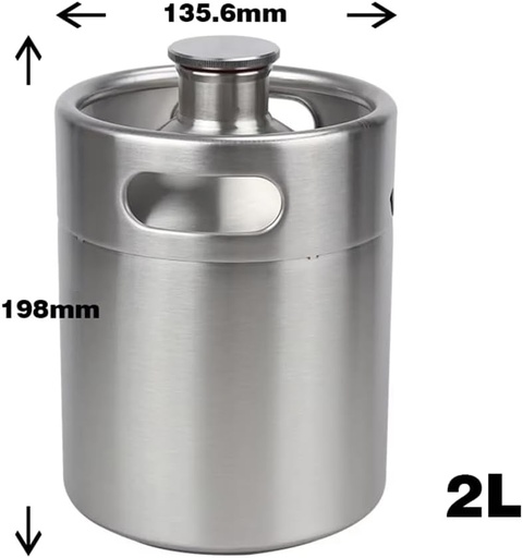 [BRSREFIZDN5GODYZ] Mini Keg Growler, Pressurized Beer Stainless Steel Home Keg Dispenser Kit System with Adjustable Faucet Keeps Fresh and Carbonation for Homebrew, Craft and Draft Beer Kegging (2L(67oz/0.52Gal.))