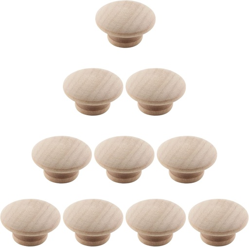 [BRSW2FT3DEHWAYLX] Murtenze 10 Pack 1-1/2 Inch Wood Knobs Unfinished Round Mushroom Shape Wooden Cabinet Pulls Handles Drawer Knobs Dresser Knobs for Drawer Dresser Cupboard Wardrobe