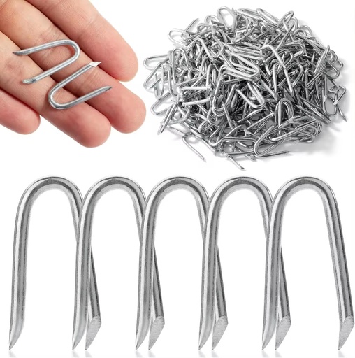 [BRSRAZQECENBYCTJ] TRAE Steel Wire Fencing Staples (250 pcs) 0.98" inch Galvanized U-Shaped Fasteners Nails for Wire Mesh and Woven Fencing