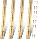 16 Inch Gold Stainless Steel Piano Hinges, 4 Pcs Continuous & Piano Hinge with Holes, Heavy Duty Piano Hinge 0.04" Leaf Thickness, 1.2'' Open Width for Furniture Cabinet Door Wooden Box Woodworking