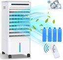 Portable Air Cooler, Mobile Air Conditioner Fan Purifier, Humidifier with Wheels And 5L Dual Water Tank, 3 Modes, 3 Speeds, Remote Control