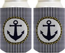 Sailing Gift Beer Coolie Nautical Anchor Coastal Themed 2 Pack Can Coolie Drink Coolers Coolies Premium Full Color