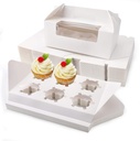 EUSOAR Cupcake Boxes with Holders, 50pcs 9.3" x 5.9" x 3.5" Cupcake Carrier with Handle Insert Display Window, Party Favor Bakery To Go Cupcake Muffin Carry Boxes Container Fits 6 Cupcakes or Muffins