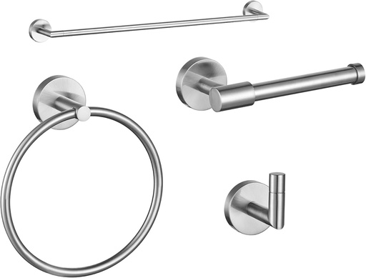 [BRSWGFACOZYR6DTO] Design House Park 188722 Graz 4-Piece Bathroom Accessory, Satin Nickel, Kits & Combo Packs