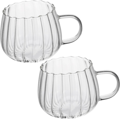 [BRSREYAOBABQK2A4] 2pcs Glass Coffee Cups Breakfast Mugs for Tea and Water for Home Restaurants and Catering Events