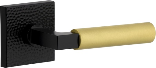 [BRSROEIOOZ6WM23U] Viaggio 603109 Single Dummy Quadrato Hammered Rosette Contempo Smooth Lever, Satin Black/Satin Brass