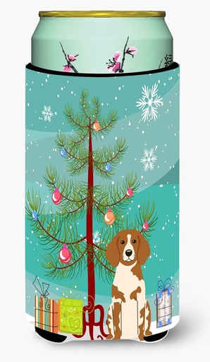 [BRSWKH36C4MBWGDM] Caroline's Treasures BB4197TBC Merry Christmas Tree Brittany Spaniel Tall Boy Hugger Can Cooler Sleeve Hugger Machine Washable Drink Sleeve Hugger Collapsible Insulator Beverage Insulated Holder