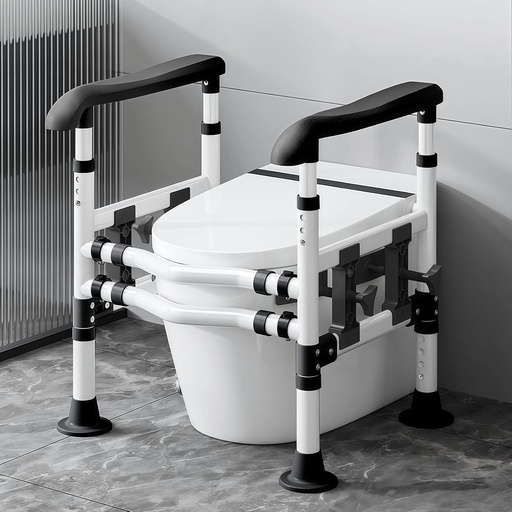 [BRSREGI5OIFQEC3V] Toilet Safety Rails for Seniors - Adjustable Height & Width Safety Frame with Handrail, Fits Most Toilet Seats, Supports 220lbs, Non-Slip Bathroom Assist Bar for Elderly (Easy Installation)