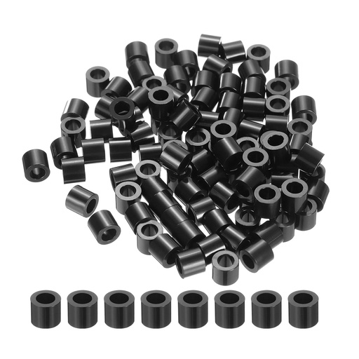 [BRSROCYEAQNREA3G] uxcell 100pcs Nylon Round Spacers 4mm ID, 7mm OD, 6mm Height Screws Spacers Without Threaded, Plastic Spacer for M4 Screws, Black