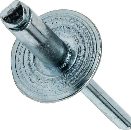 [BRSWGHY7BZYRMH3K] Fastenere Large Flange Pop Rivets - 3/16" x 1/4" (50 pcs) Heavy Duty, Open End, Steel Zinc, Corrosion-Resistant, High Tensile & Shear Strength, 6-4 Gap .188" - .250"