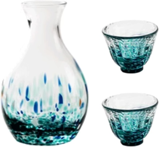 [BRSREHT6CN6AM3Y4] Glass Crafts Japanese Sake Set 3 Pieces Sake Cups Sake Bottle Japanese Sake Set for Anniversaries Decor (A)