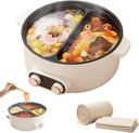 Electric Pot 4 Compartment, 2025 New Four Grid Multifunctional Stew Pot, Multi-Functional Household 6 Liters Capacity Hot Pots, Large Capacity Integrated Hot Pots Electric Caldron (2 grids)