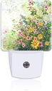 Spring Flowers Night Light Plug into Wall with Dusk to Dawn Sensor Abstract Garden Floral Energy Efficient LED Nightlight for Women Girls Boys Room Decor,Hallway,Kitchen,Bathroom,Nursery,Stairs