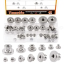 Tanstic 42Pcs Knurled Thumb Nuts, M3 M4 M5 M6 M8 M10 Round Knobs Fasteners with Nickel Plated Adjusting Nuts Metric Thread