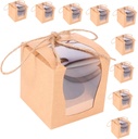 Cabilock 12Pcs Sturdy Cake Boxes with Window Paper Bakery Packaging for Cupcakes Pastries and Chocolates for Weddings Parties and Celebrations Easy Assembly Design