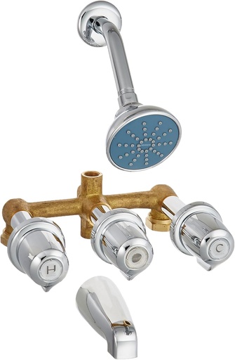 [BRSWIZQ7BZYBYFL4] GERBER PLUMBING Tub & Shower Set Three Handle Chrome