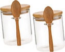 2pcs Airtight Glass Jars with Lids and Spoon Food Storage Canisters for Kitchen Clear Containers for Cookies Sugar and Snacks and Easy to Clean