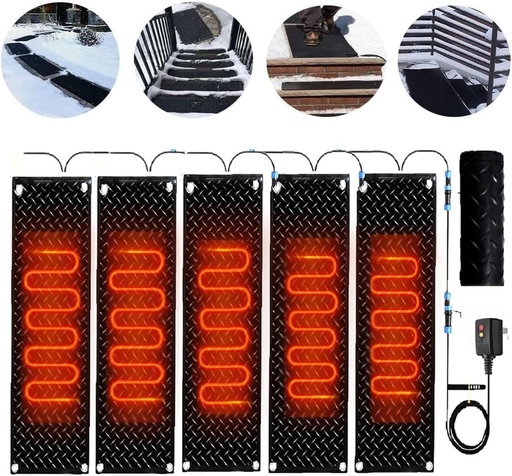 [BRSRAGACBAFQ2F3L] Snow Melting Walkway Mat, 1/2/3/4/5 pcs Anti-Slip Rubber Heated Stair Mat,Snow Melting Mats Outdoor,Electric Snow Melting Mats for Winter Snow Removal,Outdoor Heated Mat Walkway(5 Pcs,12x48in