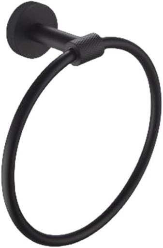 [BRSRA2QODEHAKCLK] Matt Black Knurled Bathroom Hardware Pendant Bath Towel Rack Towel Bar Paper Towel Holder Bathrobe Hook Series,Towel Ring B