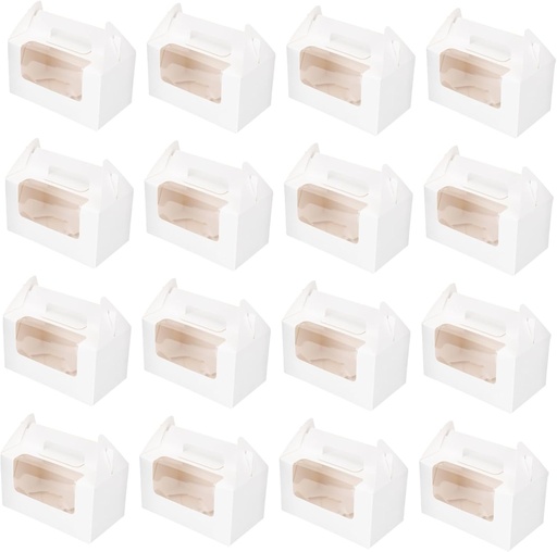 [BRSRAGL5AABGGAA4] Unomor Individual Cupcake Boxes Muffin Paper Containers 16 Pack Window for Baked Goods Family Gatherings Catering